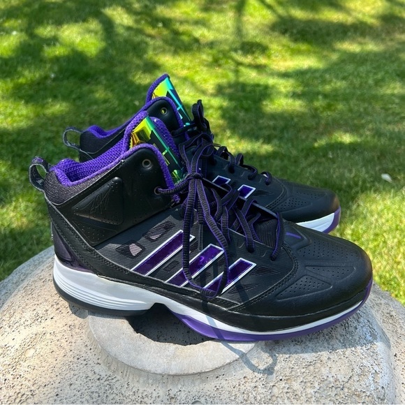 Dwight Howard D Light Basketball Sneakers Purple and Black w/ Iridescent Tongue - Picture 9 of 10